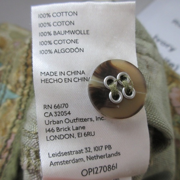 Anthropologie Cropped Cargo Pants Women 22W Green Cotton Floral Boho Baggy 488 - Picture 4 of 16